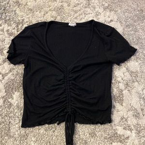black ribbed crop top